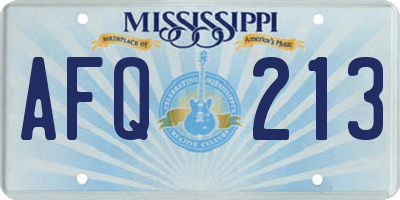 MS license plate AFQ213
