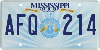 MS license plate AFQ214