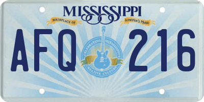MS license plate AFQ216