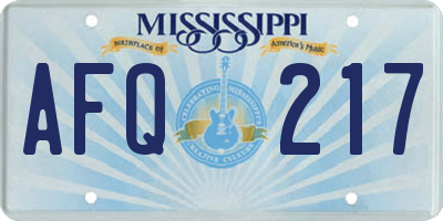 MS license plate AFQ217