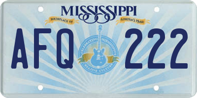 MS license plate AFQ222