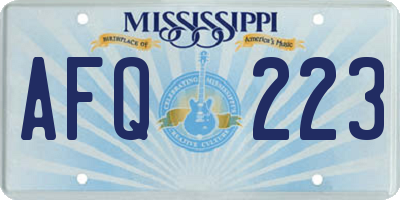 MS license plate AFQ223
