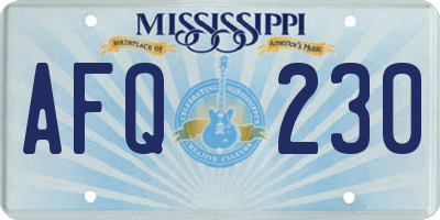 MS license plate AFQ230