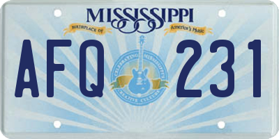 MS license plate AFQ231