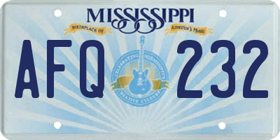 MS license plate AFQ232
