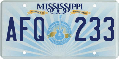 MS license plate AFQ233