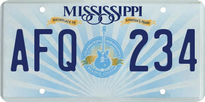 MS license plate AFQ234