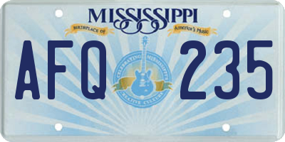 MS license plate AFQ235