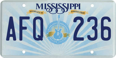 MS license plate AFQ236
