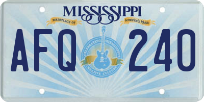 MS license plate AFQ240