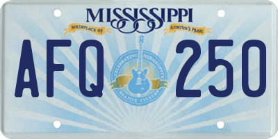 MS license plate AFQ250