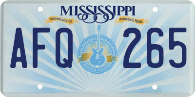 MS license plate AFQ265