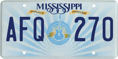 MS license plate AFQ270
