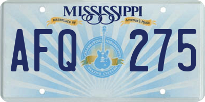 MS license plate AFQ275
