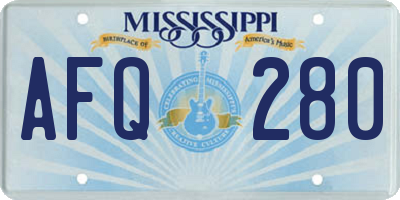 MS license plate AFQ280