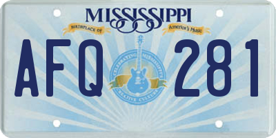 MS license plate AFQ281