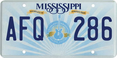 MS license plate AFQ286
