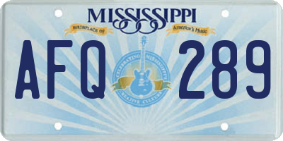 MS license plate AFQ289