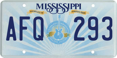 MS license plate AFQ293