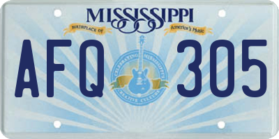 MS license plate AFQ305