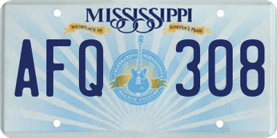MS license plate AFQ308