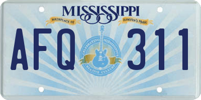 MS license plate AFQ311