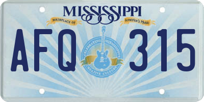 MS license plate AFQ315