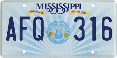 MS license plate AFQ316