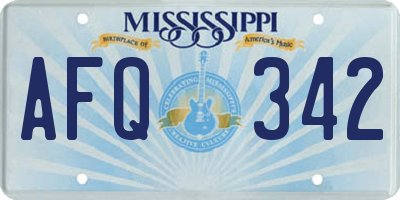 MS license plate AFQ342
