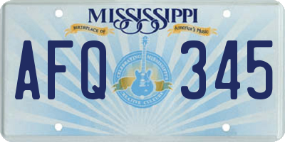 MS license plate AFQ345