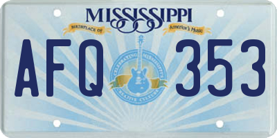 MS license plate AFQ353