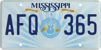 MS license plate AFQ365