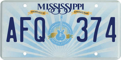 MS license plate AFQ374