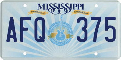MS license plate AFQ375