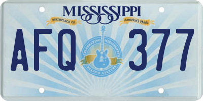 MS license plate AFQ377
