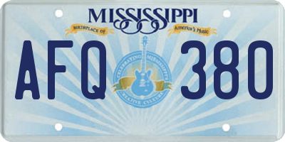 MS license plate AFQ380