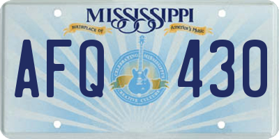 MS license plate AFQ430