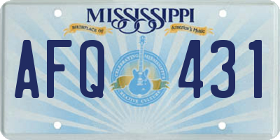 MS license plate AFQ431