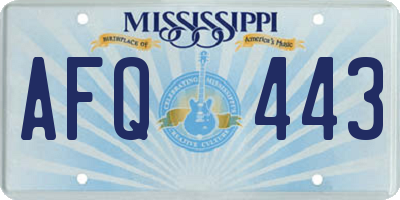 MS license plate AFQ443