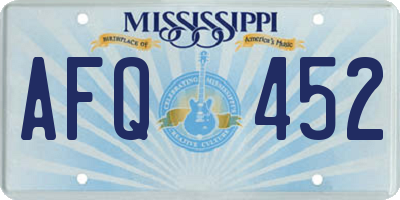 MS license plate AFQ452