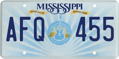 MS license plate AFQ455