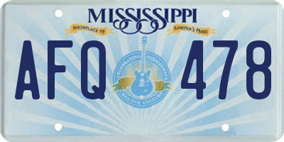 MS license plate AFQ478
