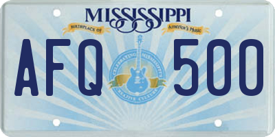 MS license plate AFQ500