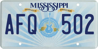 MS license plate AFQ502