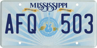 MS license plate AFQ503