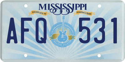 MS license plate AFQ531