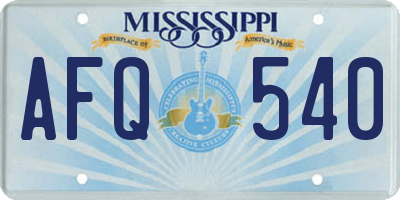 MS license plate AFQ540