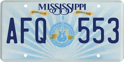 MS license plate AFQ553