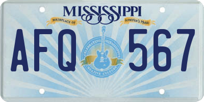 MS license plate AFQ567