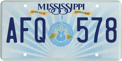 MS license plate AFQ578